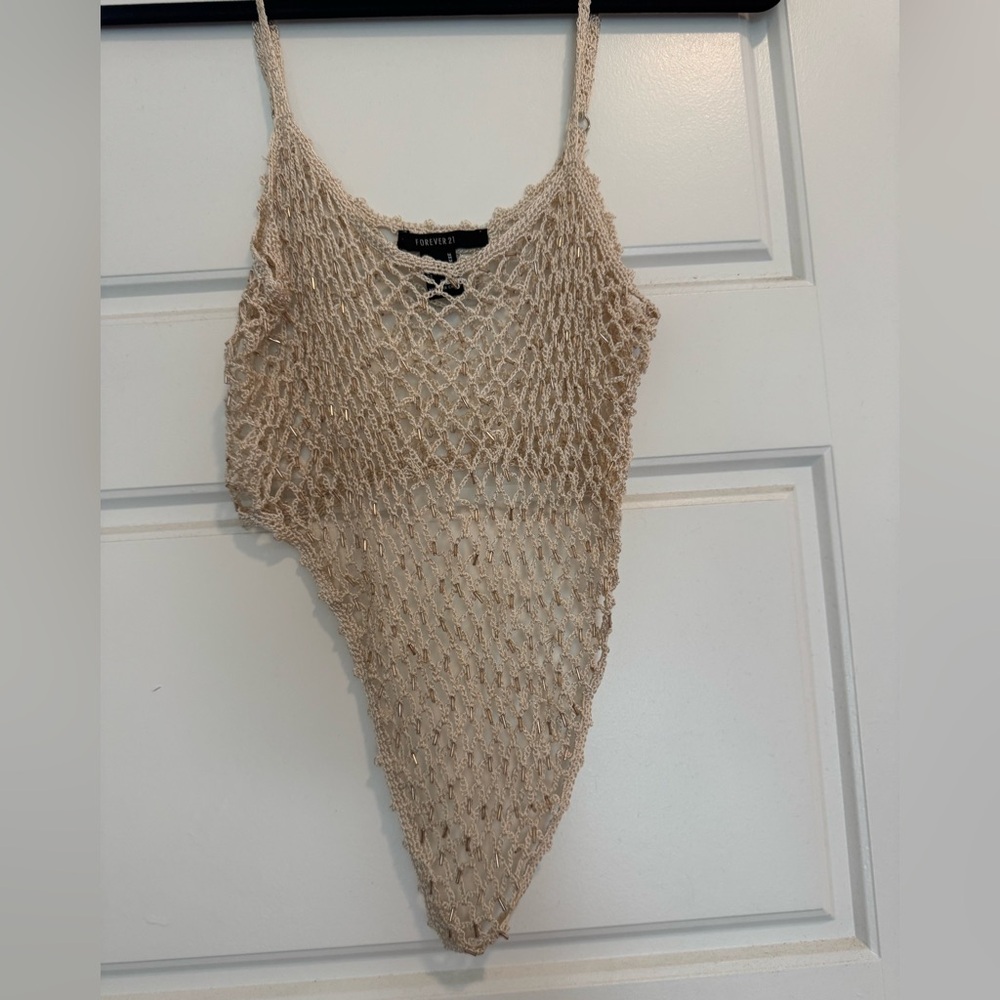Forever 21 Cream Crochet Knit Top